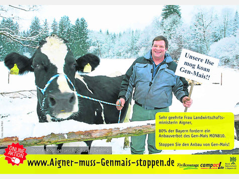 Macht mobil gegen Genmais : Bio-Bauer Thomas K&ouml;glsperger aus Deining. Foto: Red