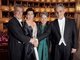 Bundespr&auml;sident Heinz Fischer (li.), seine Frau Margit (3. v. li.), Bundeskanzler Werner Faymann (re.) und seine Frau Martina Ludwig-Faymann.