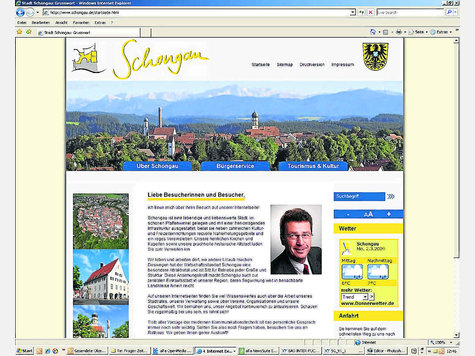 So sieht der neue Internet-Auftritt der Stadt Schongau online aus. screenshot: sn