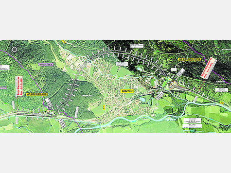 Ortsumfahrung auf einen Blick: eine Gesamt&uuml;bersicht der Autobahndirektion S&uuml;dbayern. Der Plan ist Grundlage des Verfahrens. Foto: Schneider