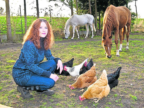 Pferden, Hühner und auch ein Esel gehören zu den tierischen Begleitern von Dr. Hanna Rheinz. Foto: gro Pferden, Hühner und auch ein Esel gehören zu den tierischen Begleitern von Dr. Hanna Rheinz. Foto: gro
