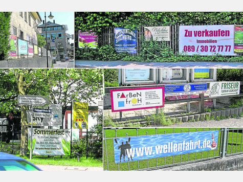 Bilder einer Stadt: Mit Beispielen wie diesen belegte Stadtbaumeister Stephan Weinl die Notwendigkeit, die Werbeanlagensatzung konsequent durchzusetzen. Foto: FKN