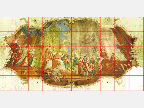 Für die 50 Segmente des Deckengemäldes in der Hauskapelle werden Sponsoren gesucht. Für die 50 Segmente des Deckengemäldes in der Hauskapelle werden Sponsoren gesucht.