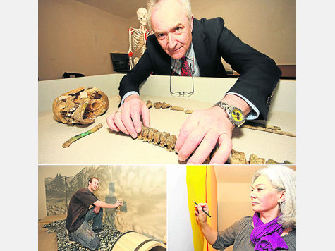 Ehrenamtlich für das Museum im Einsatz (v.li. u. im Uhrzeigersinn): Sprayer Florian Scheiter, Orthopäde Dr. Matthias Zurstegge und Kalligraphin Brigitta Kirst. Fotos: Arndt pröhl Ehrenamtlich für das Museum im Einsatz (v.li. u. im Uhrzeigersinn): Sprayer Florian Scheiter, Orthopäde Dr. Matthias Zurstegge und Kalligraphin Brigitta Kirst. Fotos: Arndt pröhl