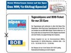 Alpenplus: Gutschein für Tagesskipass und BOB-Ticket nur 25 Euro