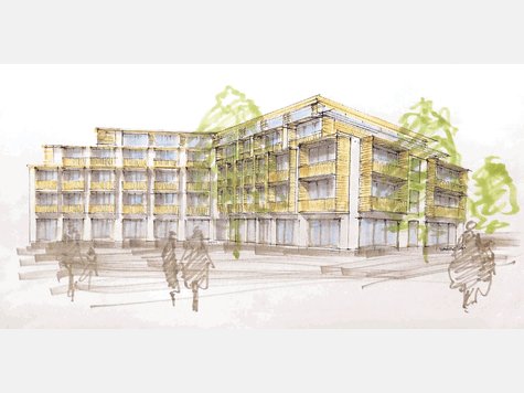 So könnte es aussehen: das geplante Hotel in einer Illustration. Grafik: tom So könnte es aussehen: das geplante Hotel in einer Illustration. Grafik: tom
