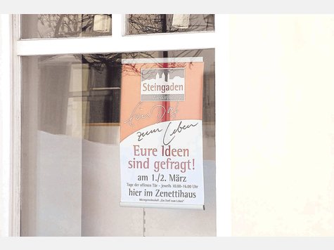 &bdquo;Eure Ideen sind gefragt&ldquo; hei&szlig;t es auf dem Plakat, eingeladen wird zu einem Ideenfindungstag Steingaden. os