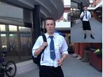Schwedische Zugführer tragen aus Protest Röcke