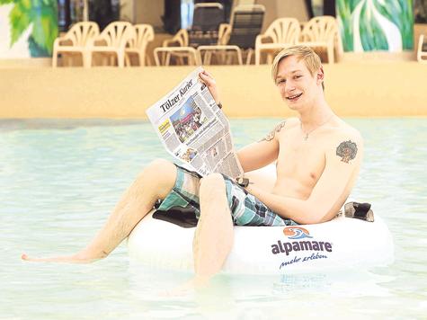 Mit dem T&ouml;lzer Kurier ins Alpamare: Morgen ist der gro&szlig;e Badetag zum 150. Geburtstag der Heimatzeitung. Foto: arp